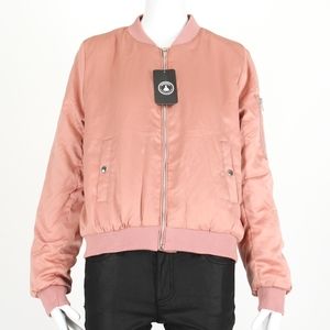 Mauve/Blush Satin Bomber Jacket